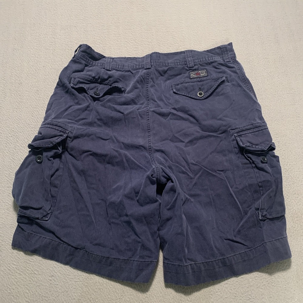 VTG Polo Ralph Lauren Classic 67 Chino Cargo Shorts Mens 36 Navy Blue Y2K Cotton